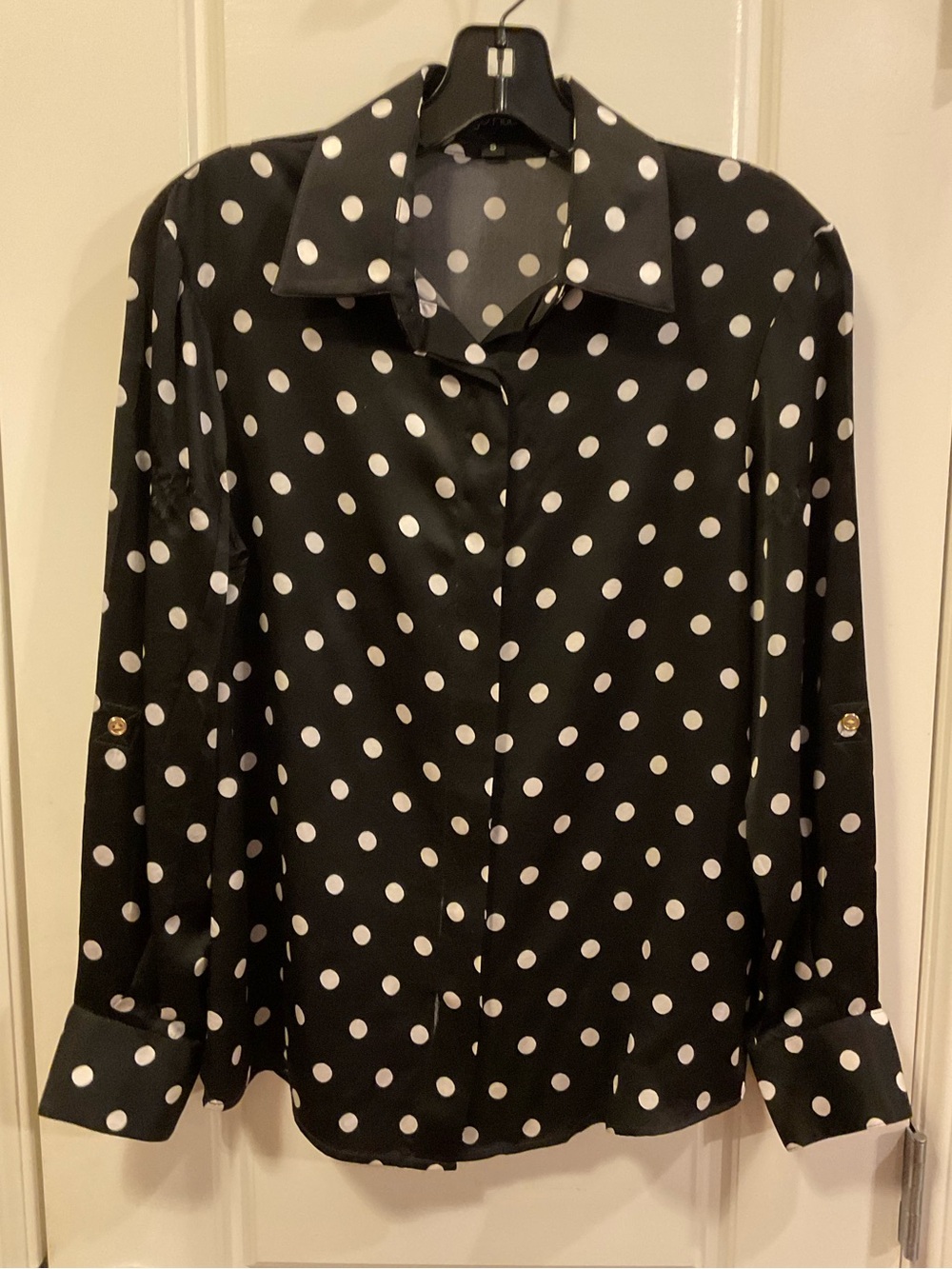 Sergio Hudson Silk Polka Dot Button Down Top - S